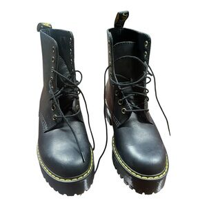 Dr. Martens Black Leather SHRIVER HI WOMEN'S WYOMING LEATHER HEELED BOOTS.